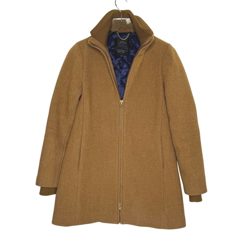 J. Crew Lodge Coat Italian Stadium Cloth Wool Jacket 4 Heather Acorn Brown